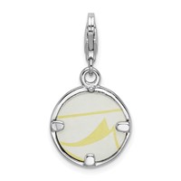 Amore La Vita Sterling Silver Rhodium-plated Polished Circle Frame Charm with Fancy Lobster Clasp view 3