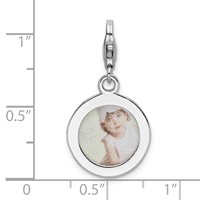 Amore La Vita Sterling Silver Rhodium-plated Polished Circle Frame Charm with Fancy Lobster Clasp view 4