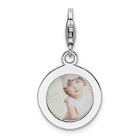 Amore La Vita Sterling Silver Rhodium-plated Polished Circle Frame Charm with Fancy Lobster Clasp view 1