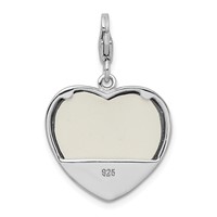 Amore La Vita Sterling Silver Rhodium-plated Polished Blue Enameled Mom Photo Charm with Fancy Lobster Clasp view 3