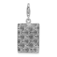 Amore La Vita Sterling Silver Rhodium-plated Polished Picture Frame Charm with Fancy Lobster Clasp view 3