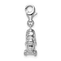 Amore La Vita Sterling Silver Rhodium-plated Polished 3-D Baby Carriage Charm with Fancy Lobster Clasp view 2