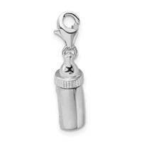 Amore La Vita Sterling Silver Rhodium-plated Polished 3-D Baby Bottle Charm with Fancy Lobster Clasp view 2