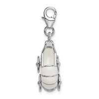 Amore La Vita Sterling Silver Rhodium-plated Polished 3-D Enameled Baby Carriage Charm with Fancy Lobster Clasp view 2