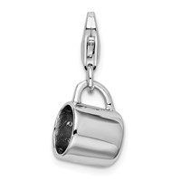 Amore La Vita Sterling Silver Rhodium-plated Polished 3-D Baby Cup Charm with Fancy Lobster Clasp view 3