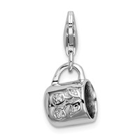 Amore La Vita Sterling Silver Rhodium-plated Polished 3-D Baby Cup Charm with Fancy Lobster Clasp view 1