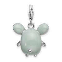 Amore La Vita Sterling Silver Rhodium-plated Polished 3-D Enameled Grey Mouse Charm with Fancy Lobster Clasp view 3