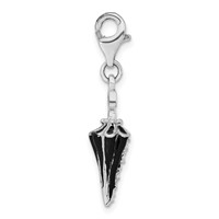 Sterling Silver Rhodium-plated 3-D Enameled & CZ Parasol Charm with Lobster Clasp view 2