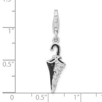 Sterling Silver Rhodium-plated 3-D Enameled & CZ Parasol Charm with Lobster Clasp view 4