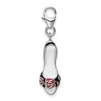 Amore La Vita Sterling Silver Rhodium-plated Polished 3-D Enameled High Heel Charm with Fancy Lobster Clasp view 2