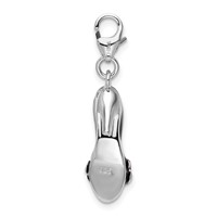 Amore La Vita Sterling Silver Rhodium-plated Polished 3-D Enameled High Heel Charm with Fancy Lobster Clasp view 3