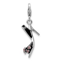Amore La Vita Sterling Silver Rhodium-plated Polished 3-D Enameled High Heel Charm with Fancy Lobster Clasp view 1