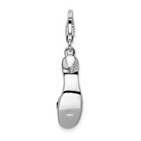 Amore La Vita Sterling Silver Rhodium-plated Polished 3-D Black Enameled and Marcasite Shoe Charm with Fancy Lobster Clasp view 3