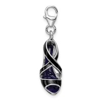 Amore La Vita Sterling Silver Rhodium-plated Polished 3-D Enameled Black High Heel Charm with Fancy Lobster Clasp view 2