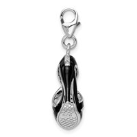 Amore La Vita Sterling Silver Rhodium-plated Polished 3-D Enameled Black High Heel Charm with Fancy Lobster Clasp view 3