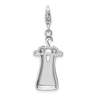 Amore La Vita Sterling Silver Rhodium-plated Polished Open Back Dress on Hanger Charm with Lobster Clasp view 3