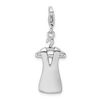 Amore La Vita Sterling Silver Rhodium-plated Polished Open Back Dress on Hanger Charm with Lobster Clasp view 1