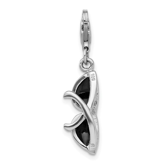 Amore La Vita Sterling Silver Rhodium-plated Polished 3-D Enameled Sunglass Charm with Fancy Lobster Clasp