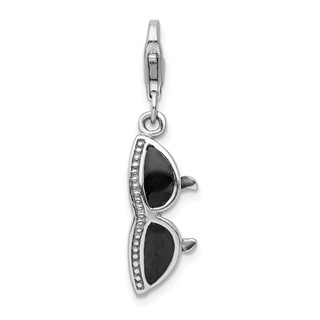 Amore La Vita Sterling Silver Rhodium-plated Polished 3-D Enameled Sunglass Charm with Fancy Lobster Clasp