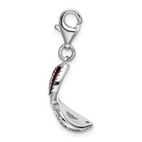 Amore La Vita Sterling Silver Rhodium-plated Polished 3-D Red Enameled Mask Charm with Fancy Lobster Clasp view 2
