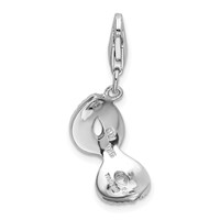 Amore La Vita Sterling Silver Rhodium-plated Polished 3-D Red Enameled Mask Charm with Fancy Lobster Clasp view 3