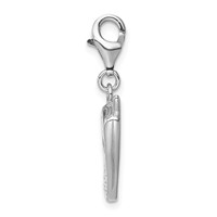 Amore La Vita Sterling Silver Rhodium-plated Polished CZ Cell Phone Charm with Fancy Lobster Clasp view 2