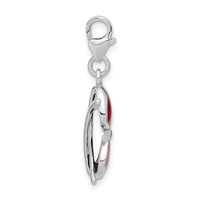 Amore La Vita Sterling Silver Rhodium-plated Polished 3-D Enameled Coral Heart Sunglasses Charm with Fancy Lobster Clasp view 2