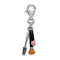Amore La Vita Sterling Silver Rhodium-plated Polished 3-D Enameled Polished Makeup Charm with Fancy Lobster Clasp view 2