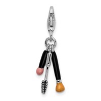 Amore La Vita Sterling Silver Rhodium-plated Polished 3-D Enameled Polished Makeup Charm with Fancy Lobster Clasp view 3