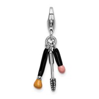 Amore La Vita Sterling Silver Rhodium-plated Polished 3-D Enameled Polished Makeup Charm with Fancy Lobster Clasp view 1