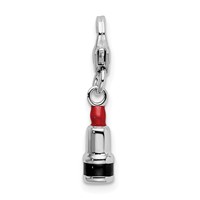 Amore La Vita Sterling Silver Rhodium-plated Polished 3-D Enameled Red Lipstick Charm with Fancy Lobster Clasp view 1