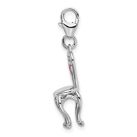 Amore La Vita Sterling Silver Rhodium-plated Polished 3-D Enameled Chair with Heart Charm with Fancy Lobster Clasp view 2