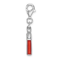 Amore La Vita Sterling Silver Rhodium-plated Polished 3-D Orange Enameled Perfume Bottle Charm with Fancy Lobster Clasp view 2
