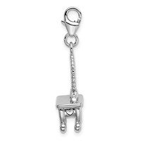 Amore La Vita Sterling Silver Rhodium-plated Polished 3-D Vanity Charm with Fancy Lobster Clasp view 2