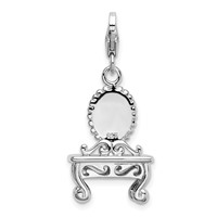 Amore La Vita Sterling Silver Rhodium-plated Polished 3-D Vanity Charm with Fancy Lobster Clasp view 3