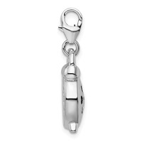 Amore La Vita Sterling Silver Rhodium-plated Polished 3-D Alarm Clock Charm with Fancy Lobster Clasp view 2