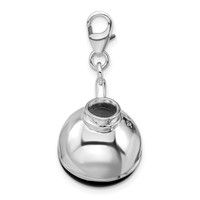 Amore La Vita Sterling Silver Rhodium-plated Polished 3-D Enameled Coffee Pot Charm with Fancy Lobster Clasp view 2