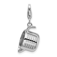Amore La Vita Sterling Silver Rhodium-plated Polished 3-D Measuring Cup Charm with Fancy Lobster Clasp view 1