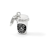 Amore La Vita Sterling Silver Rhodium-plated Polished 3-D Enameled to Go Coffee Cup Charm with Fancy Lobster Clasp view 4