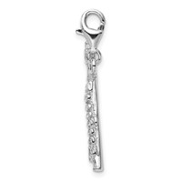 Amore La Vita Sterling Silver Rhodium-plated Polished 3-D Flute Charm with Fancy Lobster Clasp view 2