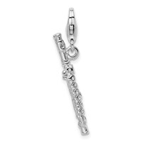 Amore La Vita Sterling Silver Rhodium-plated Polished 3-D Flute Charm with Fancy Lobster Clasp view 1