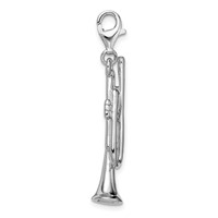 Amore La Vita Sterling Silver Rhodium-plated Polished 3-D Trumpet Charm with Fancy Lobster Clasp view 2
