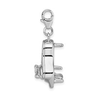 Amore La Vita Sterling Silver Rhodium-plated Polished 3-D Enameled Grand Piano with Heart Scroll Charm with Fancy Lobster Clasp view 2