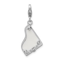 Amore La Vita Sterling Silver Rhodium-plated Polished 3-D Enameled Grand Piano with Heart Scroll Charm with Fancy Lobster Clasp view 3