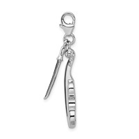 Amore La Vita Sterling Silver Rhodium-plated Polished 3-D Violin with Antiqued Bow Charm with Fancy Lobster Clasp view 2