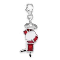 Amore La Vita Sterling Silver Rhodium-plated Polished 3-D Enameled Drum Set Charm with Fancy Lobster Clasp view 2