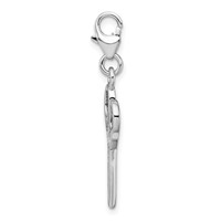 Amore La Vita Sterling Silver Rhodium-plated Polished 3-D Scissors Charm with Fancy Lobster Clasp view 2