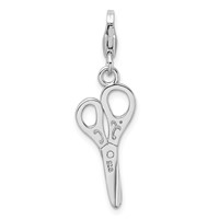 Amore La Vita Sterling Silver Rhodium-plated Polished 3-D Scissors Charm with Fancy Lobster Clasp view 3