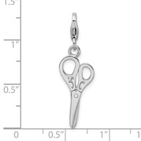 Amore La Vita Sterling Silver Rhodium-plated Polished 3-D Scissors Charm with Fancy Lobster Clasp view 4