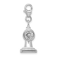 Amore La Vita Sterling Silver Rhodium-plated Polished 3-D Enameled Sewing Machine Charm with Fancy Lobster Clasp view 2